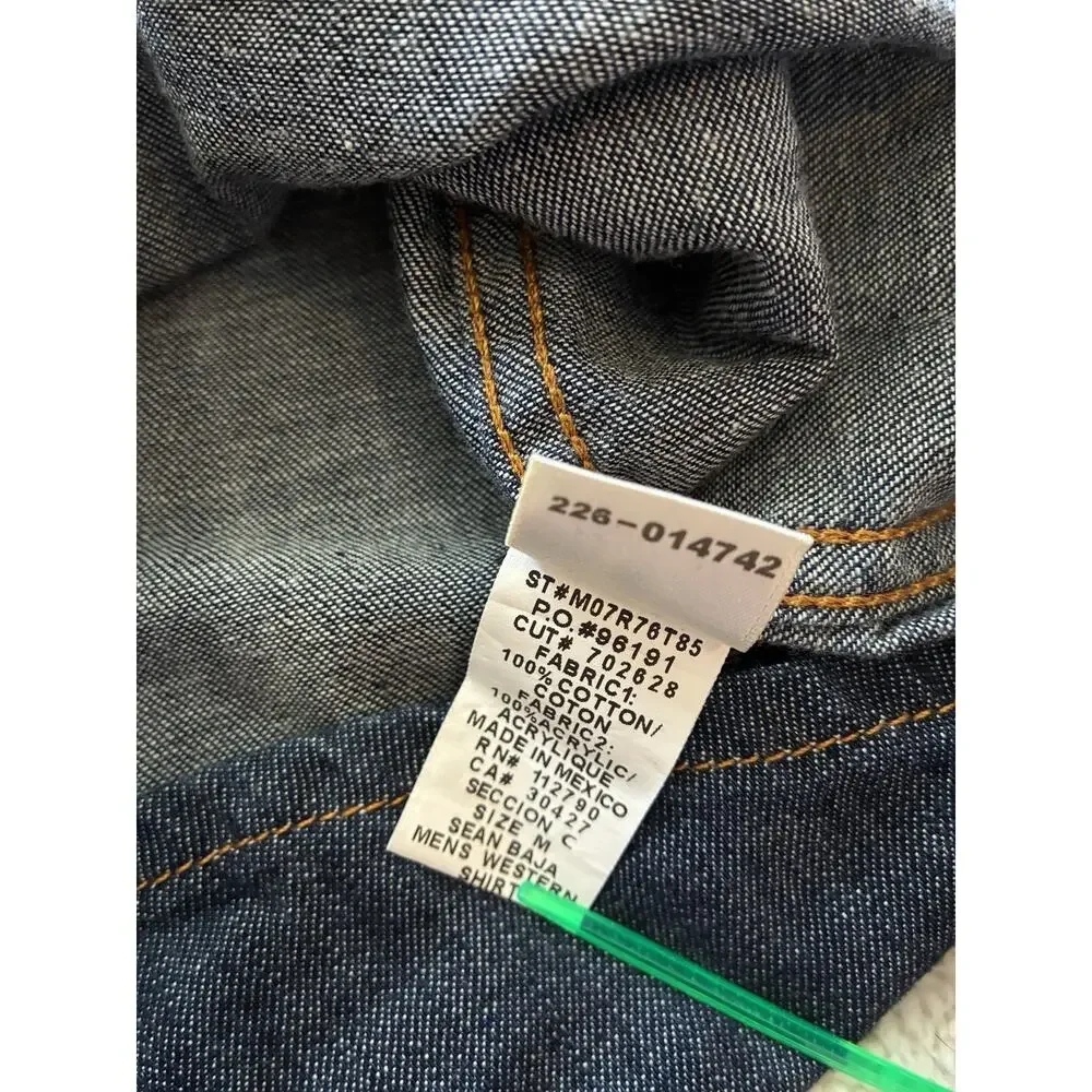 True Religion GEORGIA BAJA WESTERN Shirt Aztec Denim Pearl Snap Med Shirt